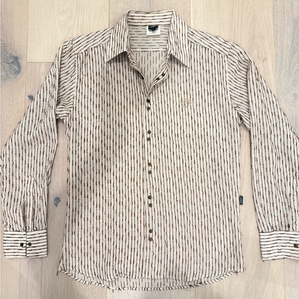 Versace Jeans Collection Cream and Brown Casual Button Down Shirt